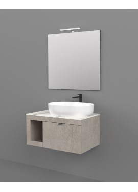 LEGNOX MODELLO LIDO COMPOSIZIONE 80 CM CONSOLLE GRIGIO CALDO + TOP CARRARA