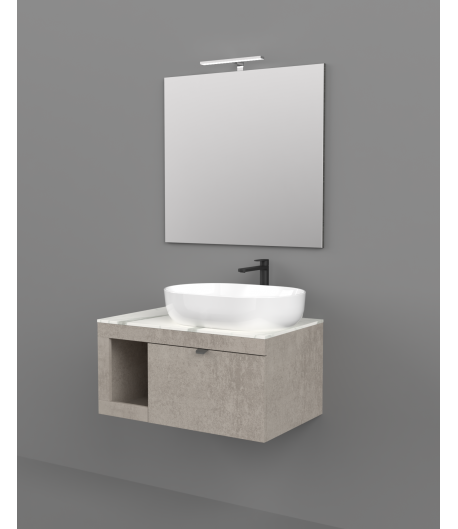 LEGNOX MODELLO LIDO COMPOSIZIONE 110 CM CONSOLLE GRIGIO CALDO + TOP CARRARA