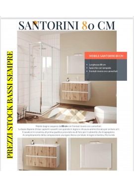 KODICEBAGNO COMPOSIZIONE SANTORINI 80 CM FINITURA BIANCO LUCIDO/ROVERE ORO CANNETTATO